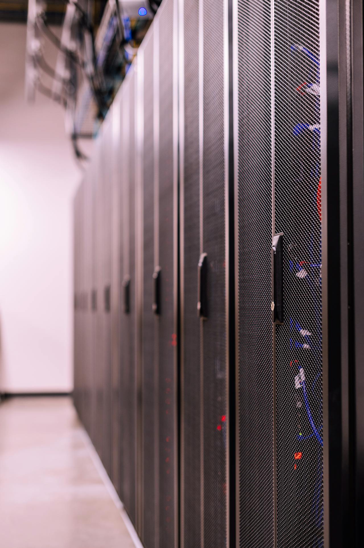 server room with purple lightning 